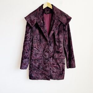 Vintage Dark Burgundy Faux Fur Coat
